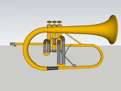 Yellow Brass Trumpet Instrument With Classic Valve Structure And Shiny Surface Design 3d model