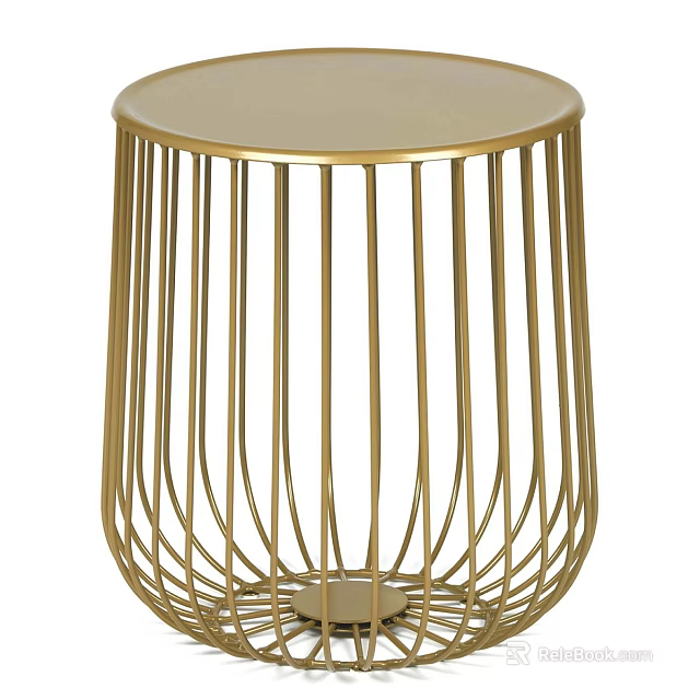 Modern Gold Metal Frame Coffee Table With Round Top And Stylish Design 3d model 