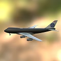 Dark Colored Airplane Flying With White Wings And Tail Logo In Sky