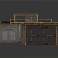 Industrial Equipment Structure With Concrete Block Metal Platform And Garage Door