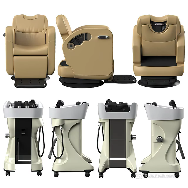 Ergonomic Modern Massage Chair With Leather Upholstery And Recline Function 3d model 
