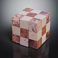 Unique Cube Shaped Furniture Made Of Patterned Square Blocks With Brown And Beige Textures