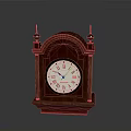 Antique Wooden Mantel Clock Design With Roman Numerals And Carved Finials