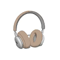 Modern Over Ear Headphones With Beige Gray Design Soft Earmuffs And Leather Headband