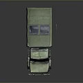 Military Green Army Tank With Canvas Cover And Reflection On Dark Surface