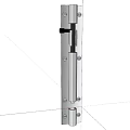 White Metal Door Handle With Black Component And Screws On Door