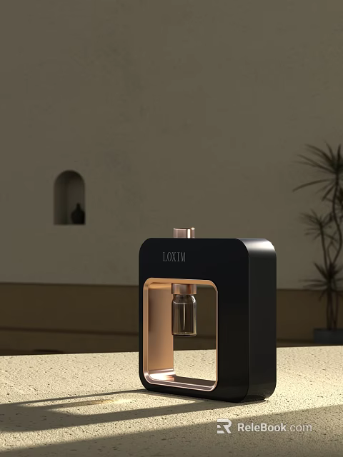 Modern Minimalist Perfume Bottle With Black And Gold Design For Cosmetics 3d model 