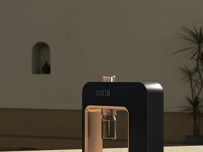 Modern Minimalist Perfume Bottle With Black And Gold Design For Cosmetics 3d model
