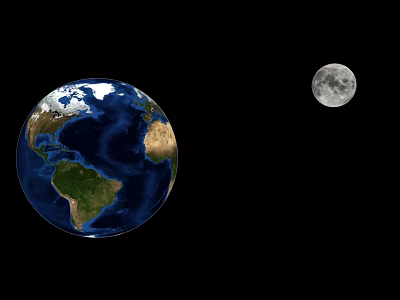 Earth and Full Moon Natural Celestial Scene in Black Space Background 3d model