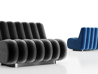 Modern simple flannel single sofa combination 3d model