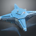 Futuristic Blue Star Shaped Spaceship Model With Robic Label And Detailed Design