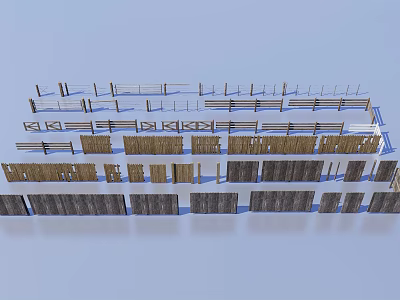Various Wooden Fence Styles Featuring Traditional And Modern Designs For Outdoor Areas 3d model