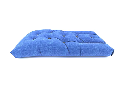 Blue Tufted Fabric Sofa Bench with Padded Seat and Decorative Buttons 3d model