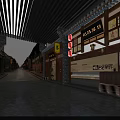 Traditional Chinese Cultural Center Featuring Ancient Street Scenery Red Lanterns Wooden Structures and Stone Pavement