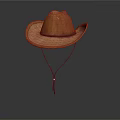 Brown Leather Cowboy Hat With Adjustable Chin Strap For Daily Wear