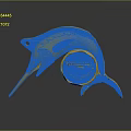 Golden Marlin Fish Shaped Decorative Ornament With Circular Emblem For Home Decor