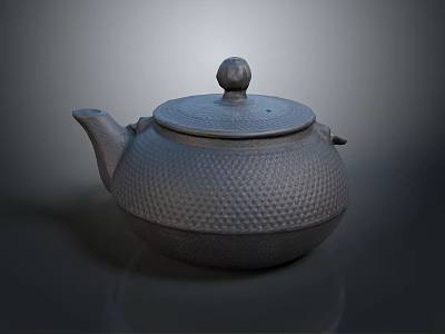 Traditional Metallic Teapot With Textured Surface Round Knob Lid And Curved Spout 3d model