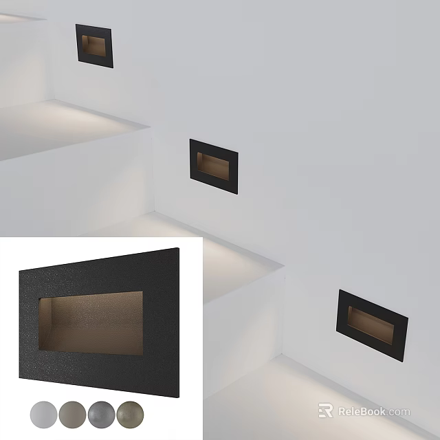 Black Recessed Wall Niche Design With Illuminated White Interior And Modern Style 3d model 
