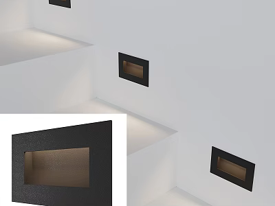 Black Recessed Wall Niche Design With Illuminated White Interior And Modern Style 3d model