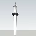 Tall Amusement Park Observation Tower Featuring Multiple Viewing Platforms And Antenna