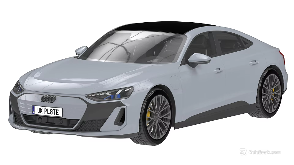 Audi White Electric Sedan With Black Roof Modern Headlights And Alloy Wheels 3d model 