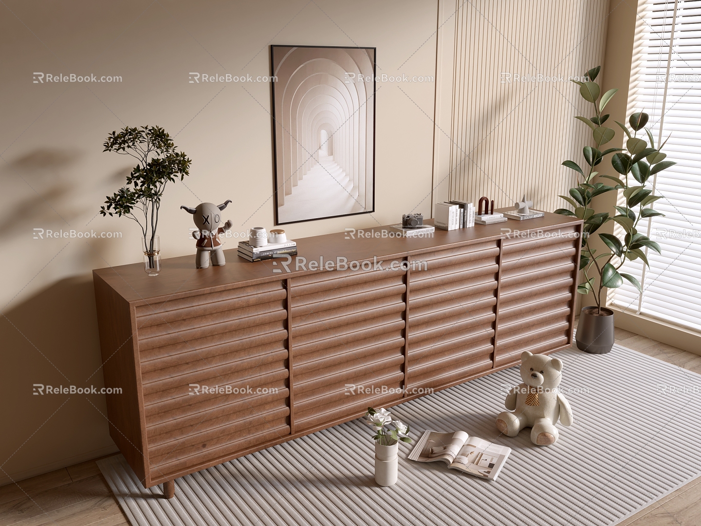 Modern Wood Grain Cabinet Simple Style Cabinet Whole Cabinet Sideboard Balcony Cabinet Storage Cabinet Entrance Cabinet 3d model