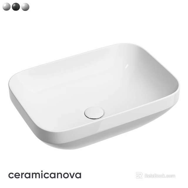 White Square Above Counter Wash Basin With Smooth Surface And Drain Hole 3d model 