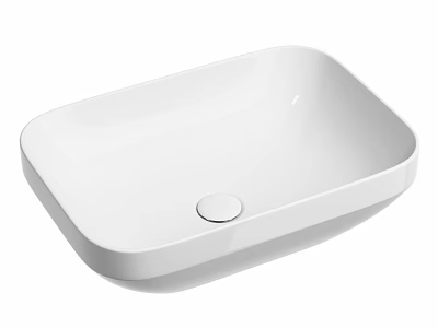 White Square Above Counter Wash Basin With Smooth Surface And Drain Hole 3d model