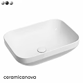 White Square Above Counter Wash Basin With Smooth Surface And Drain Hole