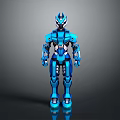 Blue Robot Character Design With Metallic Armor And Shiny Surface 3d model