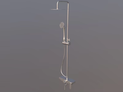 Modern Chrome Shower Fixture With Overhead And Handheld Sprayers And Adjustable Bracket 3d model