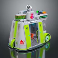 Futuristic Green And Gray Food Delivery Vehicle With Bionic Logo And Antenna
