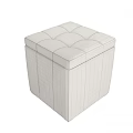 Beige Upholstered Storage Ottoman with Tufted Square Top and Fabric Design