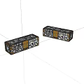 Elegant Decorative Boxes With Black White Pattern And Gold Label Design 3d model