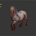 White Body Horse With Brown Face Black Mane Blue Accent And Black Legs