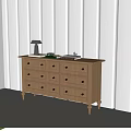 Light Wood Classic Entryway Console Table With Stylish Legs Multiple Drawers And Decorative Lamp Books