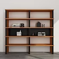 Modern Wooden Bookshelf With Brown Black Frame And Decorative Books Model House