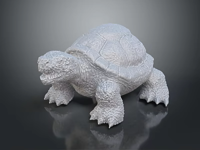 White Textured Turtle Sculpture As Unique Decorative Furniture Accent Piece 3d model