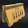 Yellow Traffic Barrier With STOP Sign And Black Yellow Warning Stripes