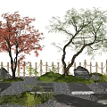 arbor red maple landscape landscaping tree maple stone tingbu moss micro terrain 3d model