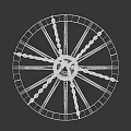 Industrial Equipment Featuring Hanging Wooden Wheel With Metal Chains And Rustic Design