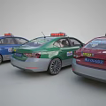 Colorful Taxi Cars with Roof Signs in Red Green and Blue