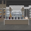 Modern Retail Store Interior With Display Shelves And Marble Counters For Product