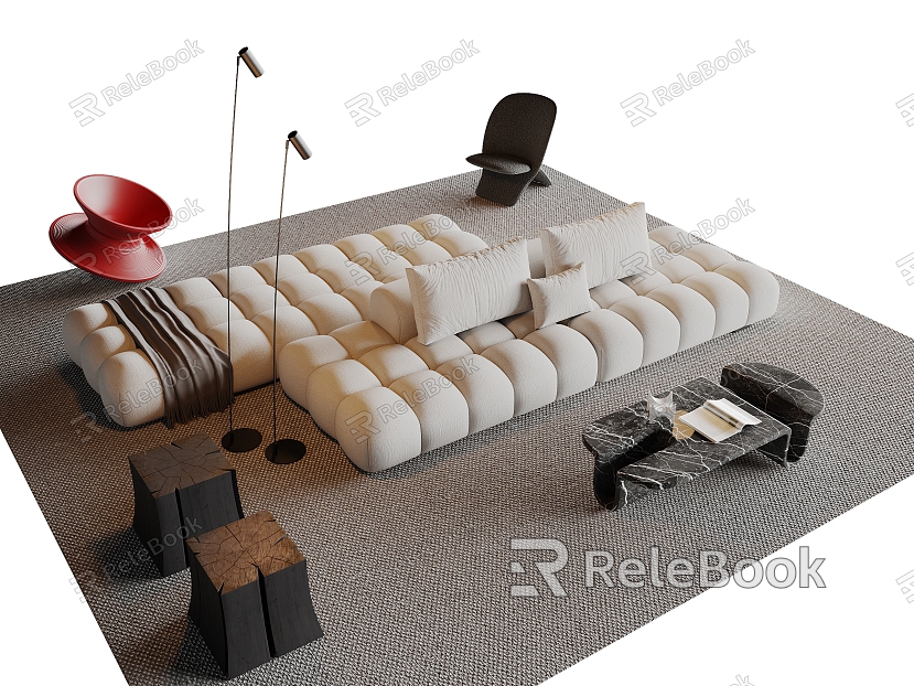 Modern sofa coffee table combination model