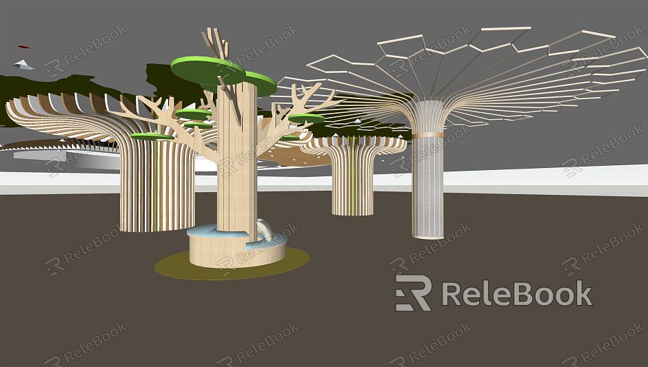 Modern Pillar Package Pillar Decorative Pillar Model Tree Combination model