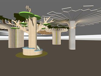 Modern Pillar Package Pillar Decorative Pillar Model Tree Combination 3d model