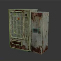 Vintage Rusted Vending Machine With Glass Door Compartments And Blue Screen