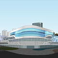 Modern Commercial Complex With Green Roof Tall Buildings And Urban Landscaping