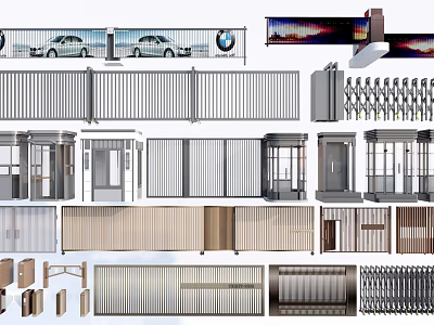 Functional Public Facility Components Including Gates Railings Portals Elevator Doors And Fences 3d model