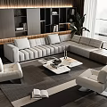 Italian Minotti Sofa Coffee Table Combination Multi-person Corner Sofa Coffee Table Leisure Chair 3d model